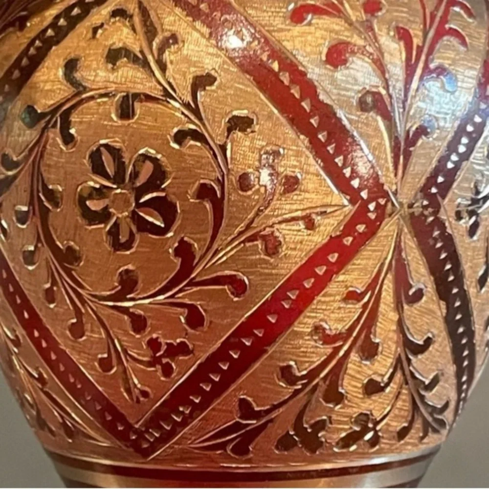 Antique Mini Red and Gold Vase EUC